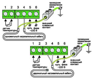 Схема подключения электрического теплого пола к терморегулятору